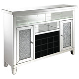Melinda 2-door LED Mirrored Wine Storage Bar Cabinet Silver - 183627