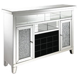 Melinda 2-door LED Mirrored Wine Storage Bar Cabinet Silver - 183627