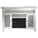 Melinda 2-door LED Mirrored Wine Storage Bar Cabinet Silver - 183627
