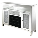 Melinda 2-door LED Mirrored Wine Storage Bar Cabinet Silver - 183627