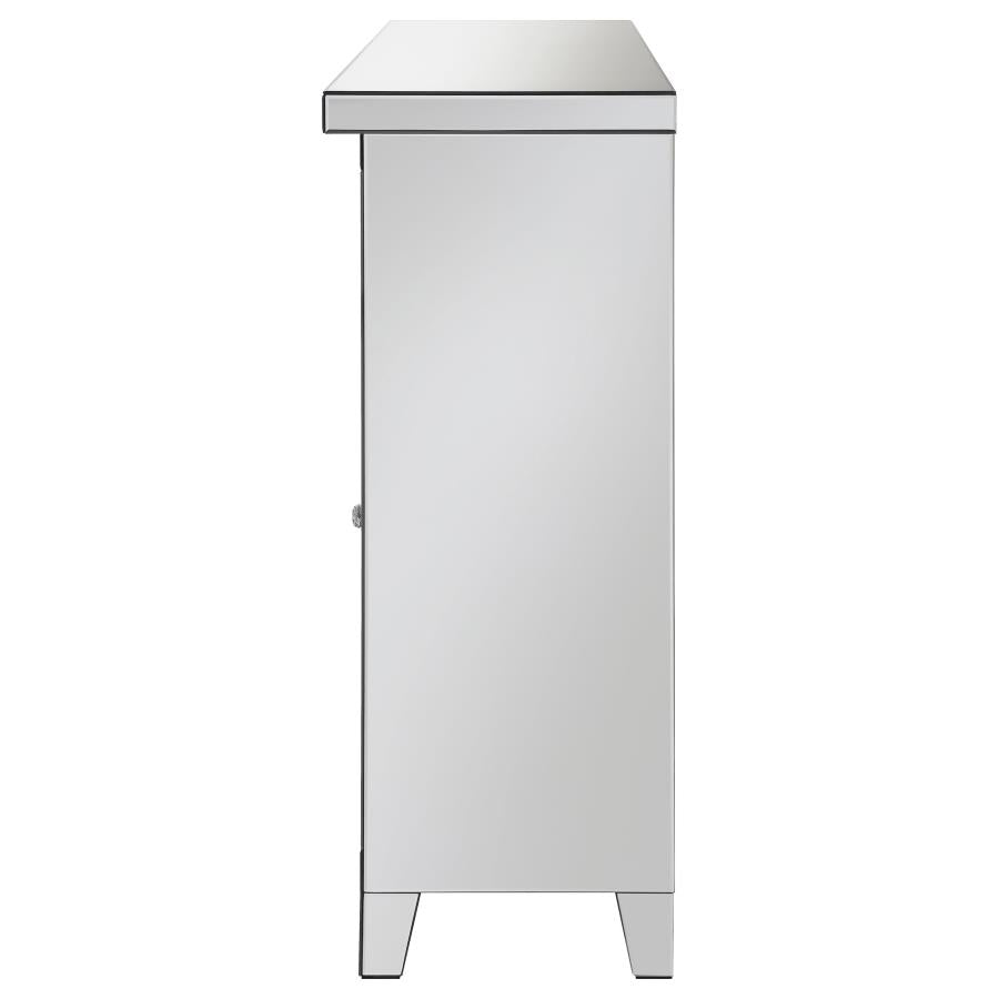 Melinda 2-door LED Mirrored Wine Storage Bar Cabinet Silver - 183627