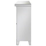 Melinda 2-door LED Mirrored Wine Storage Bar Cabinet Silver - 183627