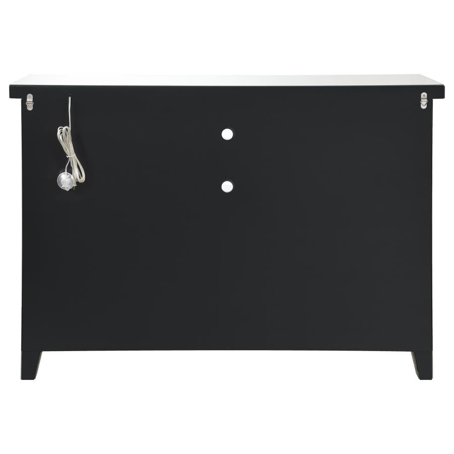 Melinda 2-door LED Mirrored Wine Storage Bar Cabinet Silver - 183627