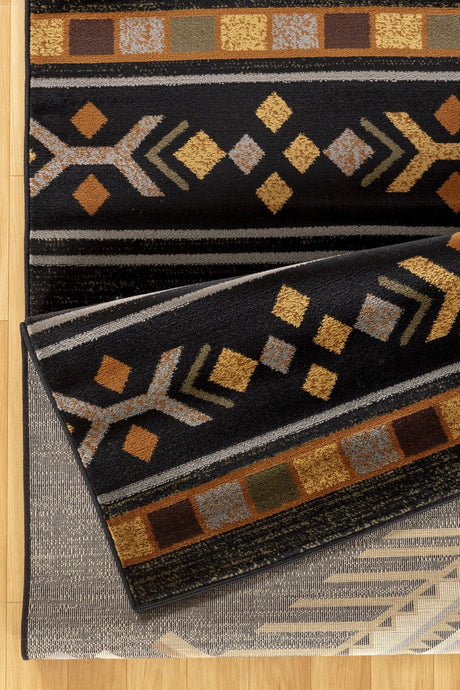 Tribes - 7'10" X 10'3" Southwest Area Rug - Black