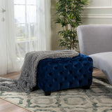 Modern Glam Ottoman With Upholstery And Button Tufted Design