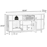 Fluted Sideboard Buffet Cabinet With Sliding Doors And Adjustable Shelves
