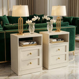Nightstand With Door & Shelf, 2 Drawer Side Table