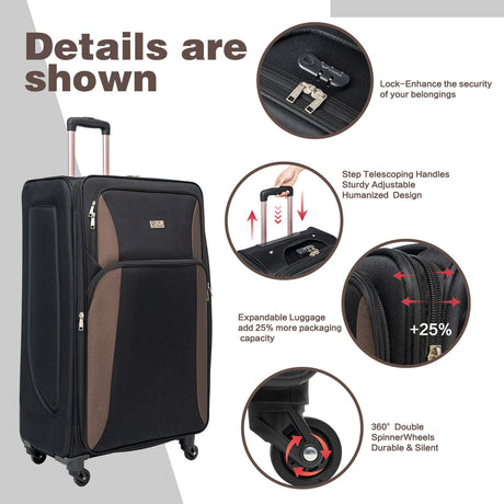 4 Piece Set Softshell Luggage
