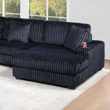 1 Piece Right Arm Facing Chaise With Cup Holder Only Modular Piece Texture Upholstered Living Room Furniture - Black
