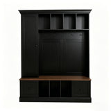Hall Tree With Shoe Storage Bench, Entryway Coat Rack With 5 Hooks