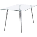 Gilman Rectangular 64-inch Glass Top Dining Table Chrome - 190621CHR