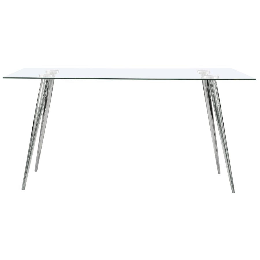 Gilman Rectangular 64-inch Glass Top Dining Table Chrome - 190621CHR