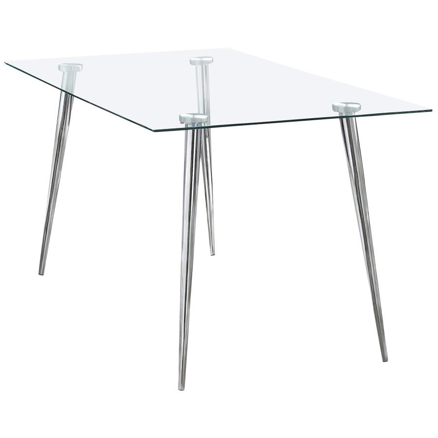 Gilman Rectangular 64-inch Glass Top Dining Table Chrome - 190621CHR