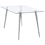Gilman Rectangular 64-inch Glass Top Dining Table Chrome - 190621CHR