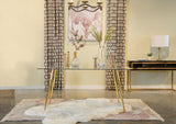 Gilman Rectangular 64-inch Glass Top Dining Table Gold - 190621GLD