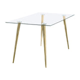 Gilman Rectangular 64-inch Glass Top Dining Table Gold - 190621GLD