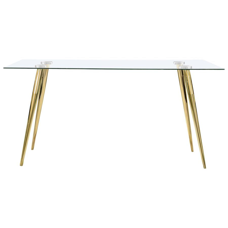 Gilman Rectangular 64-inch Glass Top Dining Table Gold - 190621GLD