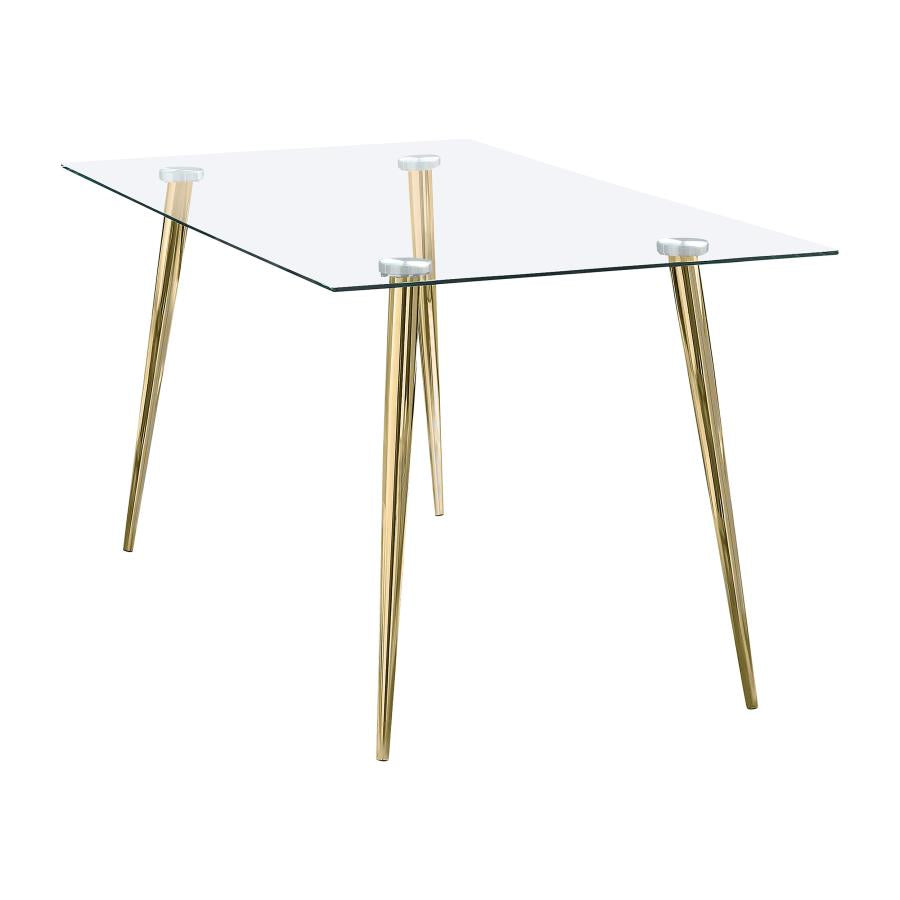 Gilman Rectangular 64-inch Glass Top Dining Table Gold - 190621GLD