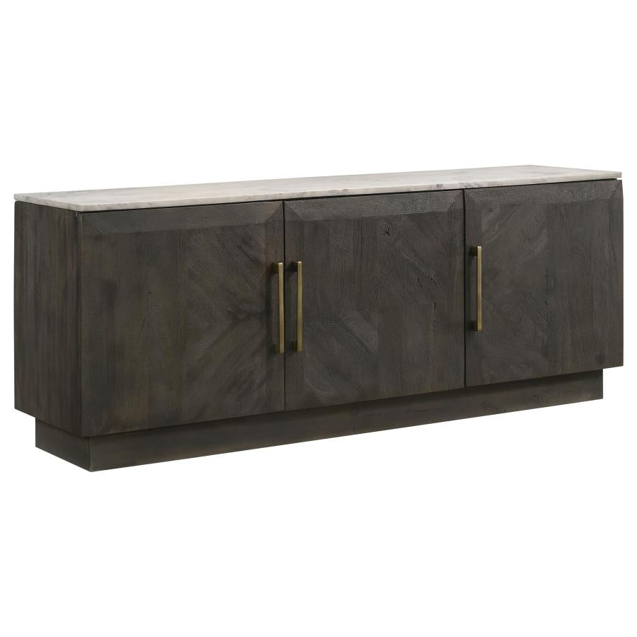 Dennis 3-door Marble Top Sideboard Buffet Tobacco Grey - 190655