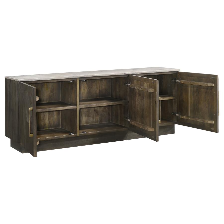 Dennis 3-door Marble Top Sideboard Buffet Tobacco Grey - 190655