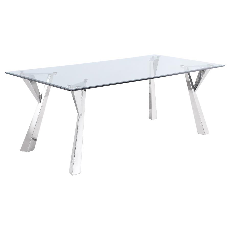 Alaia Rectangular 79-inch Glass Top Dining Table Chrome - 190711