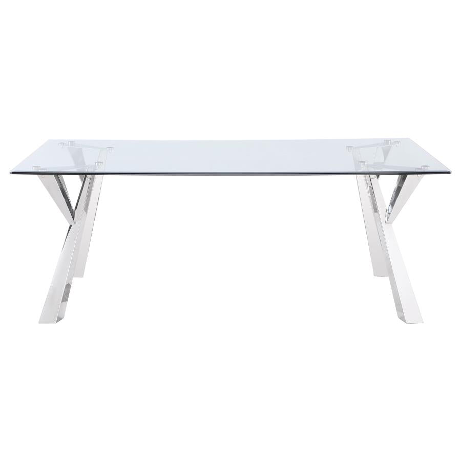 Alaia Rectangular 79-inch Glass Top Dining Table Chrome - 190711