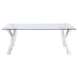 Alaia Rectangular 79-inch Glass Top Dining Table Chrome - 190711