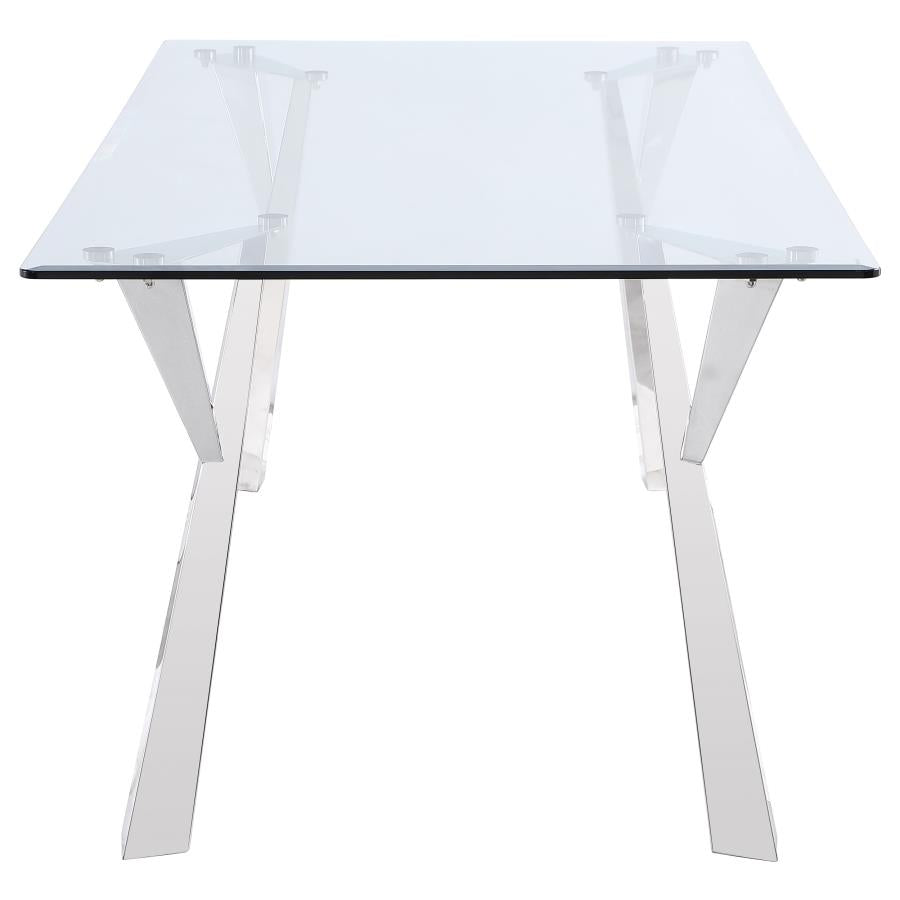 Alaia Rectangular 79-inch Glass Top Dining Table Chrome - 190711