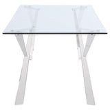 Alaia Rectangular 79-inch Glass Top Dining Table Chrome - 190711