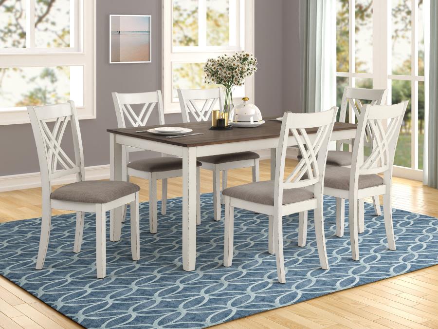 Fortress 7-piece Rectangular Dining Set Vintage Vanilla - 190721