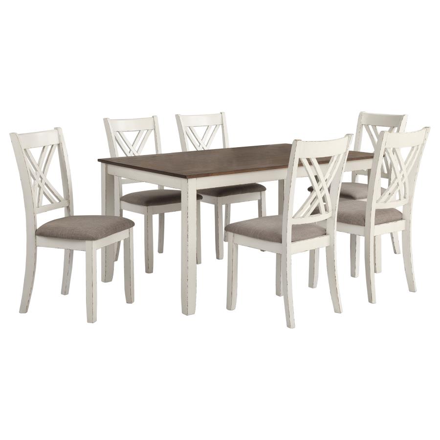 Fortress 7-piece Rectangular Dining Set Vintage Vanilla - 190721