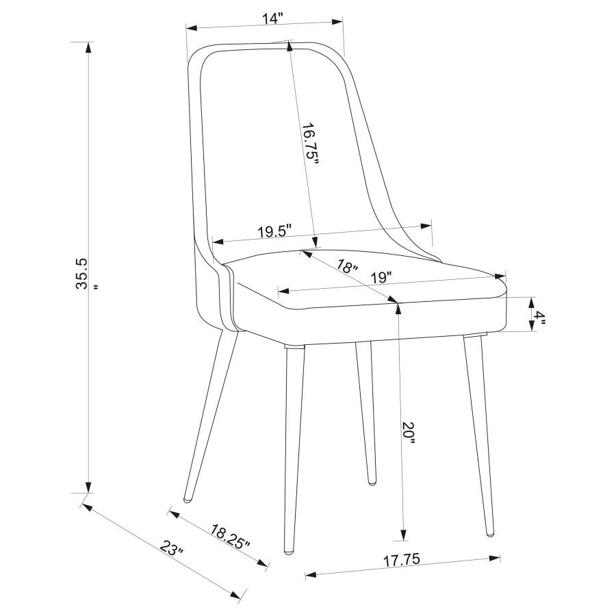 Cabianca Upholstered Dining Side Chair Grey (Set of 2) - 191442