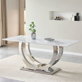 Rectangular Dining Table - Silver / White