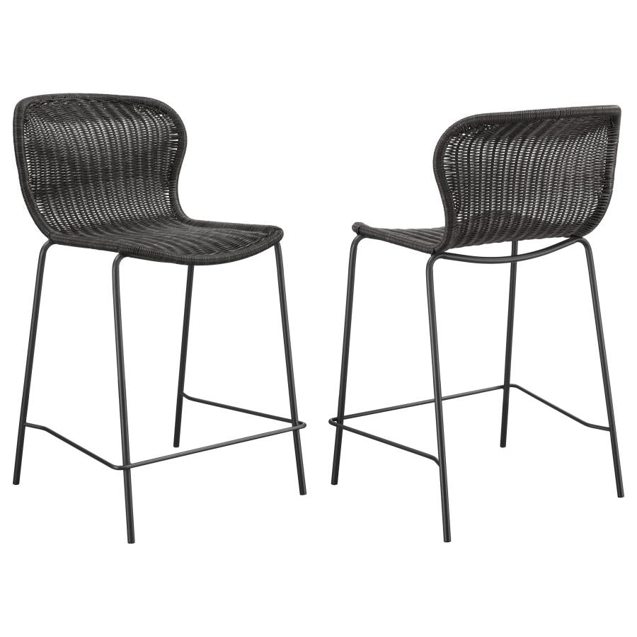 Mckinley Faux Rattan Metal Counter Chair Brown (Set of 2) - 192039