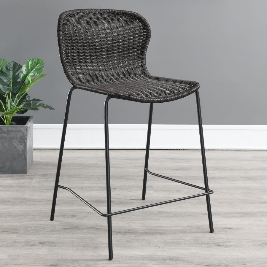 Mckinley Faux Rattan Metal Counter Chair Brown (Set of 2) - 192039