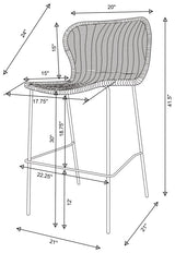 Mckinley Faux Rattan Metal Bar Chair Brown (Set of 2) - 192040