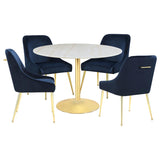Kella 5-piece Round Marble Top Dining Set White and Gold - 192061-S5