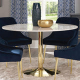 Kella Round 50-inch Marble Top Dining Table White Marble - 192061