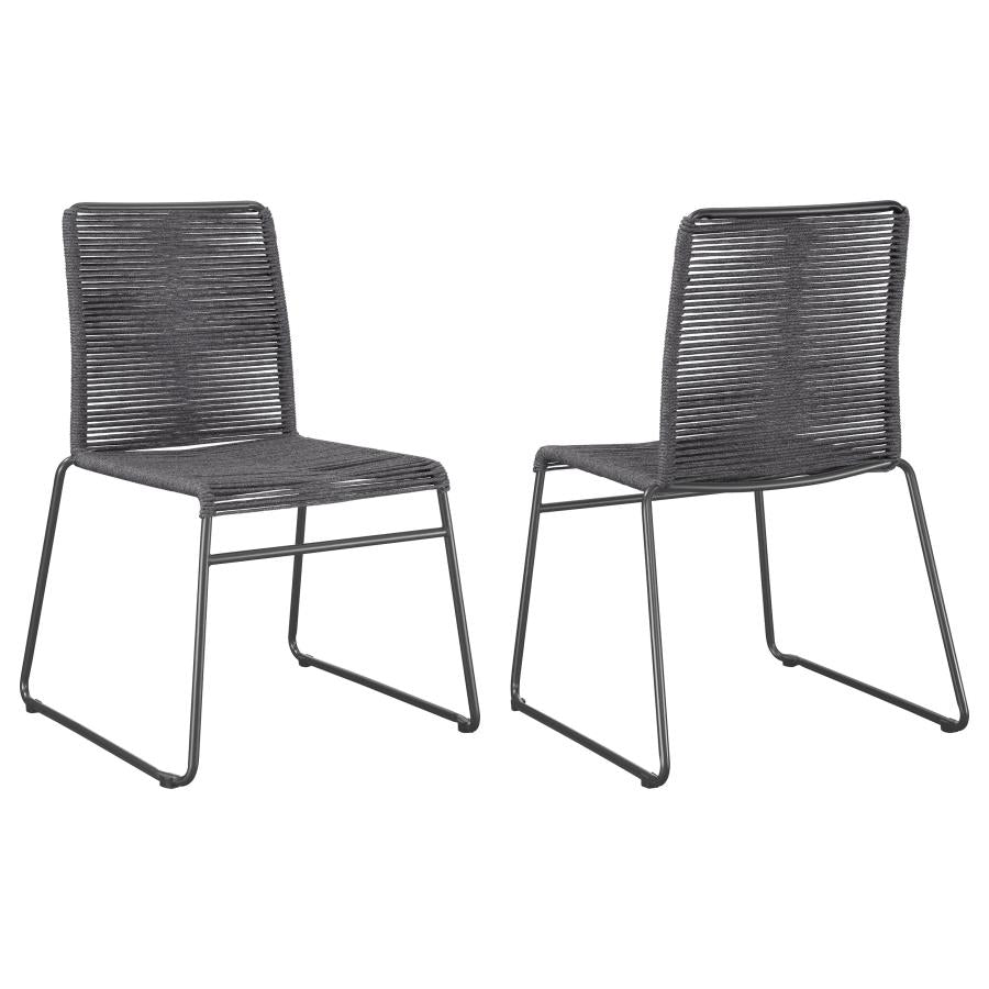 Jerome Woven Rope Stackable Side Chair Charcoal (Set of 2) - 192062