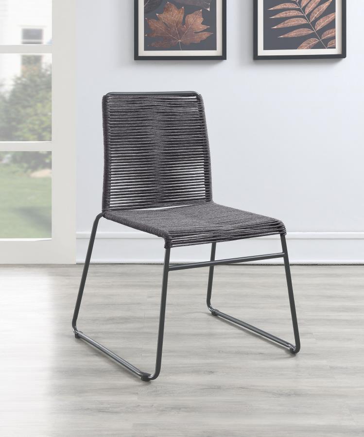 Jerome Woven Rope Stackable Side Chair Charcoal (Set of 2) - 192062
