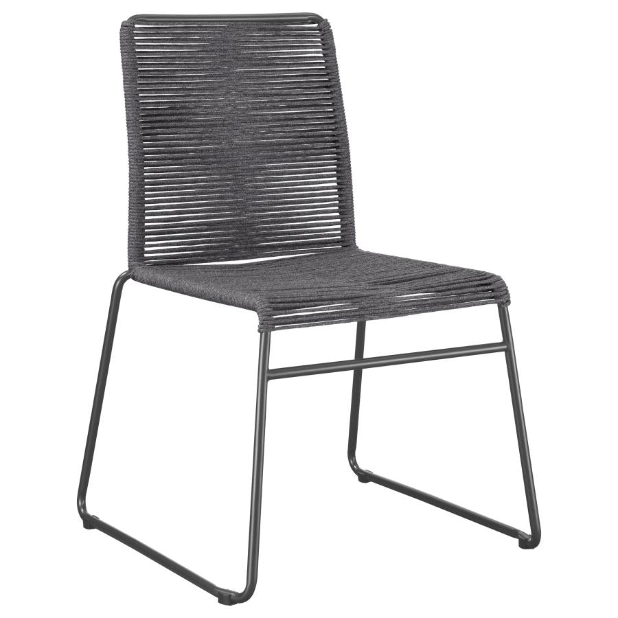 Jerome Woven Rope Stackable Side Chair Charcoal (Set of 2) - 192062