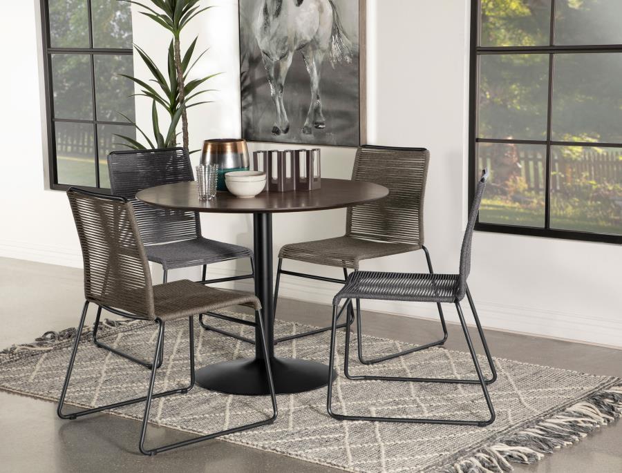 Jerome Woven Rope Stackable Side Chair Charcoal (Set of 2) - 192062