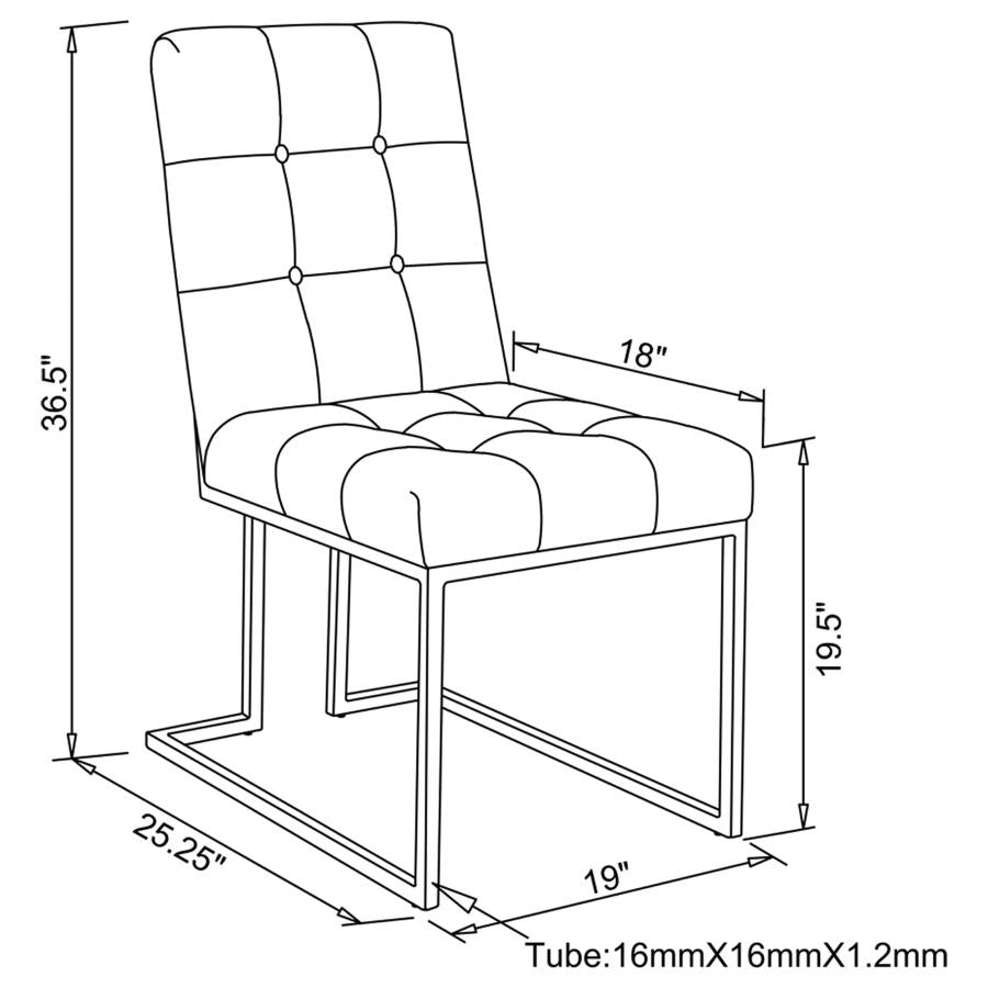 Cisco Velvet Upholstered Dining Side Chair Chrome (Set of 2) - 192494