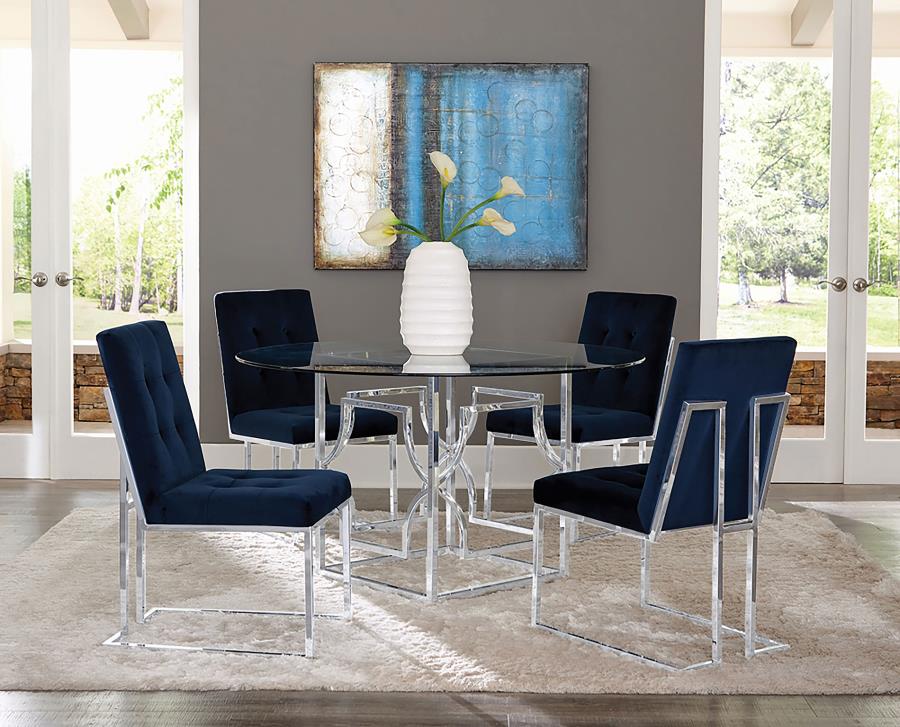 Cisco Velvet Upholstered Dining Side Chair Chrome (Set of 2) - 192494