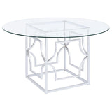 Starlight Round 54-inch Glass Top Metal Dining Table Chrome - 192561BG