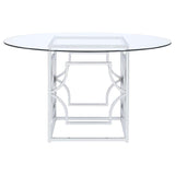 Starlight Round 54-inch Glass Top Metal Dining Table Chrome - 192561BG