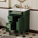 Bathroom Vanity With Top Sink, Storage Cabinet With 2 Drawers And Tip-Out Drawer