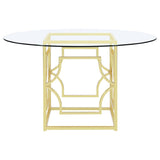 Starlight Round 54-inch Glass Top Metal Dining Table Brass - 192641BG