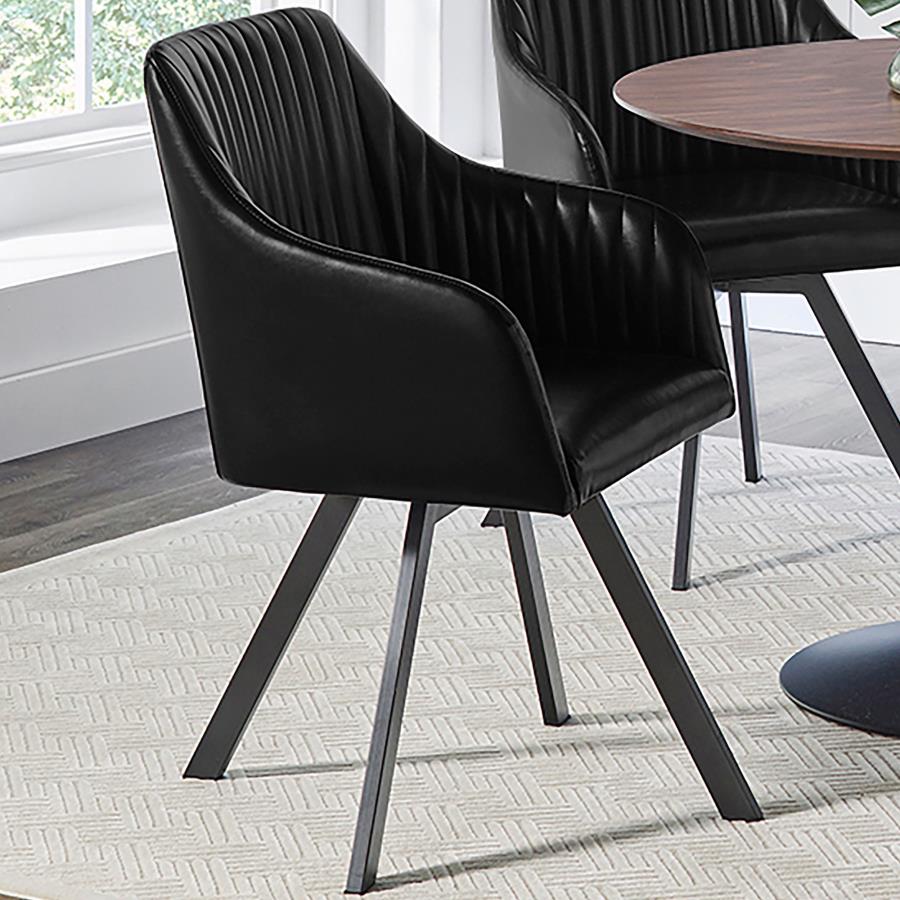 Arika Leatherette Upholstered Swivel Dining Arm Chair Black - 193372BLK