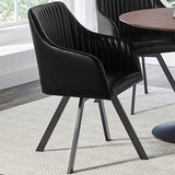 Arika Leatherette Upholstered Swivel Dining Arm Chair Black - 193372BLK